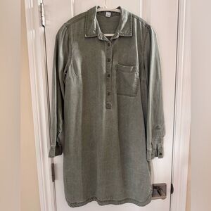 Old Navy Tencel Shirt Dress M Soft Olive Green Versatile Lightweight Breathable